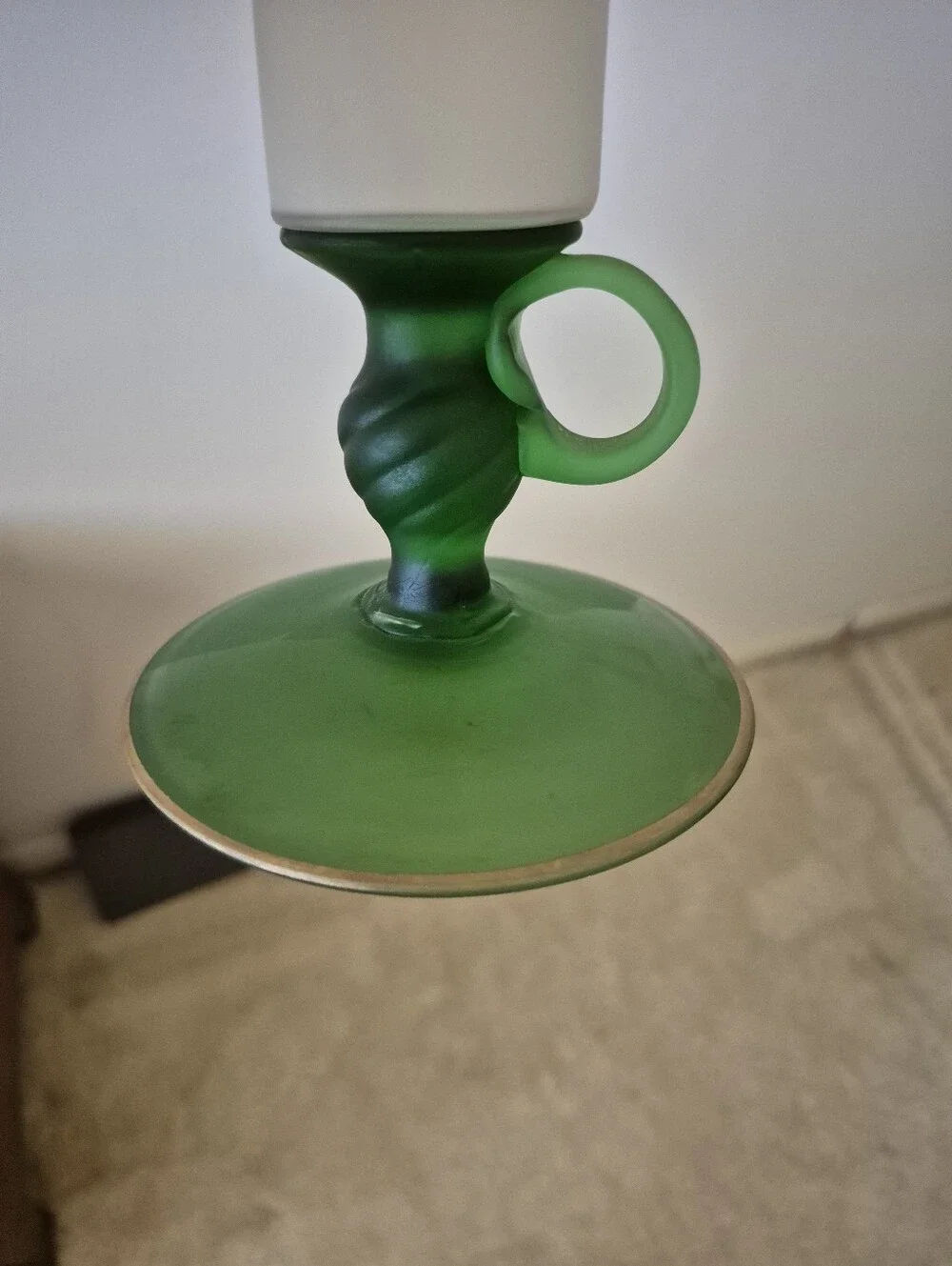 Floral Bird Glass Hurricane Votif Lamp with Green Base